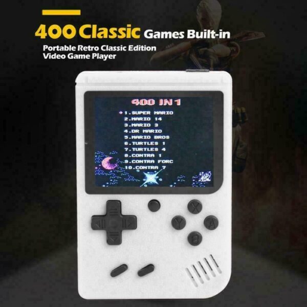MINI Console de Jeu BLANCHE Portable avec 400 Jeux rétros et classiques et un écran couleur de 3 Pouces
