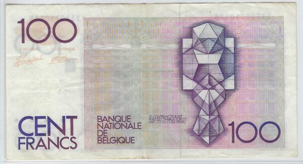 BELGIQUE 100 FRANCS NON DATE (1982-94) SIGNATURE 5 ET 14 TTB 428