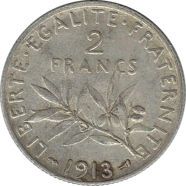 FRANCE 2 FRANCS SEMEUSE 1913 TTB