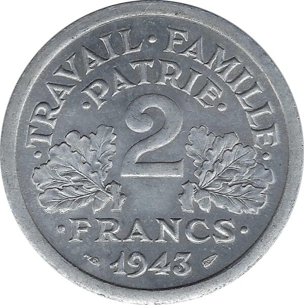 FRANCE 2 FRANCS BAZOR 1943 SUP