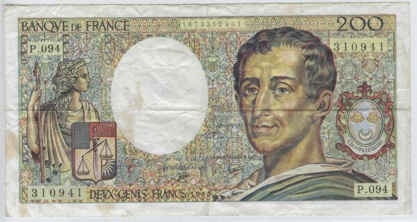 FRANCE 200 FRANCS MONTESQUIEU 1990 P.094 TTB