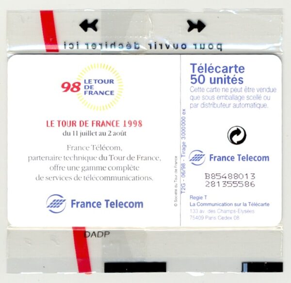 TELECARTE NSB 50 UNITES 06/98 TOUR DE FRANCE 98 F895a