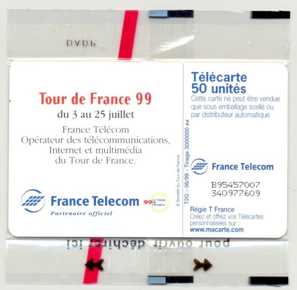 TELECARTE NSB 50 UNITES 06/99 LE TOUR DE FRANCE 99 F983