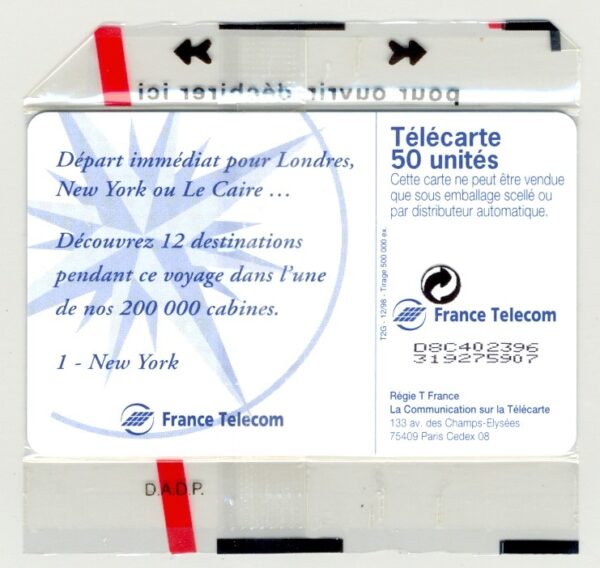 TELECARTE NSB 50 UNITES 12/98 1 NEW YORK F941