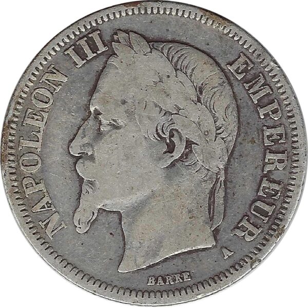 FRANCE 2 FRANCS NAPOLEON III 1868 A (Paris) TB+