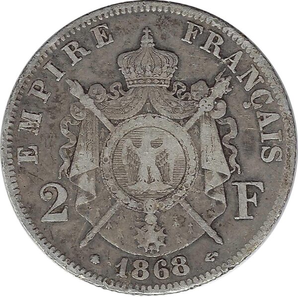 FRANCE 2 FRANCS NAPOLEON III 1868 A (Paris) TTB-