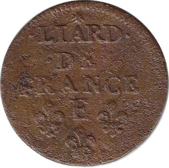 LOUIS XIV (1643-1715) LIARD DE FRANCE 1655 E (Meung sur Loire) TB