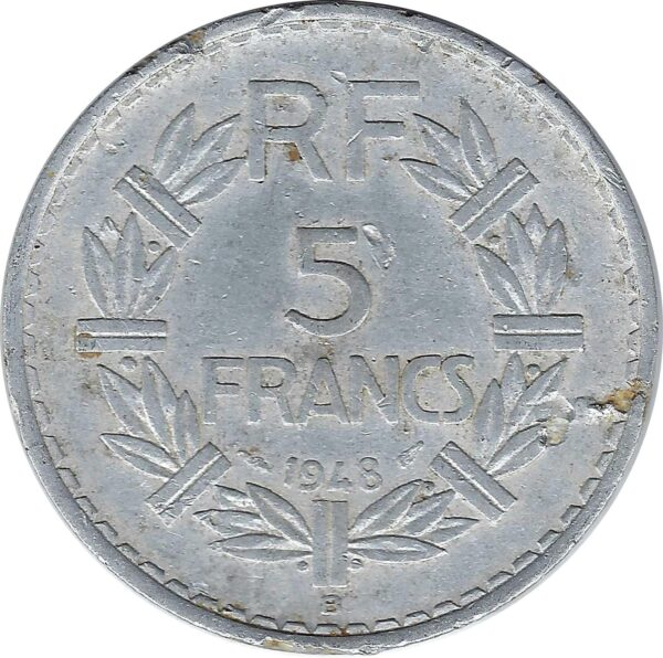 FRANCE 5 FRANCS LAVRILLIER Aluminium 1948 B TB+