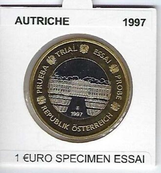 AUTRICHE 1997 1 EURO SPECIMEN ESSAI SUP