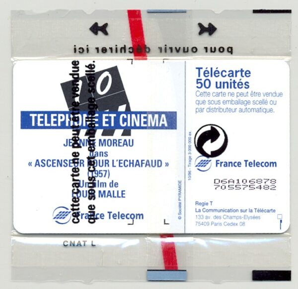 TELECARTE NSB 50 UNITE 10/96 JEANNE MOREAU CINEMA 10 F699