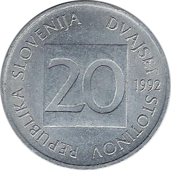 SLOVENIE 20 STOTINOV 1992 TTB+