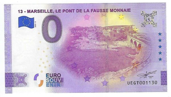13 MARSEILLE 2021-5 LE PONT DE LA FAUSSE MONNAIE BILLET SOUVENIR 0 EURO TOURISTIQUE NEUF