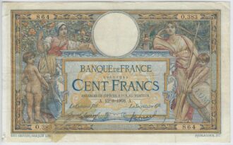 FRANCE 100 FRANCS MERSON avec LOM 19-8-1908 O.383 TB+ scotch