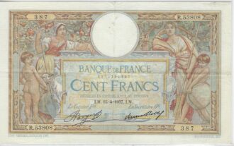 FRANCE 100 FRANCS MERSON SANS LOM 15-4-1937 R.53808 SUP