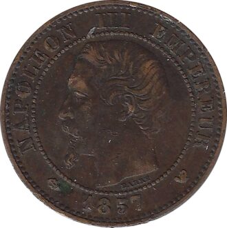 FRANCE 2 CENTIMES NAPOLEON III 1857 W TTB