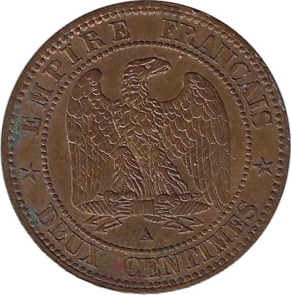 FRANCE 2 CENTIMES NAPOLEON III 1862 A (Paris) SUP taches