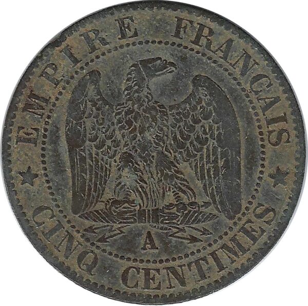 FRANCE 5 CENTIMES NAPOLEON III 1862 A (Paris) TB+