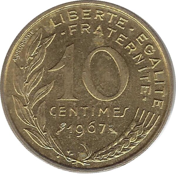 FRANCE 10 CENTIMES LAGRIFFOUL 1967 SUP