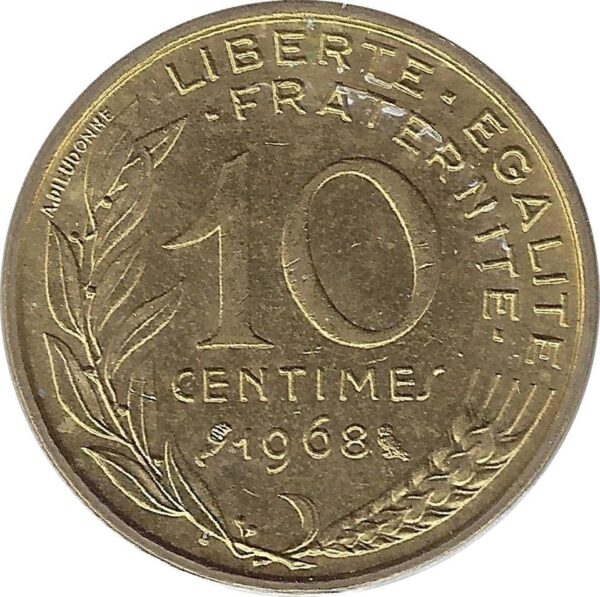 FRANCE 10 CENTIMES LAGRIFFOUL 1968 SUP
