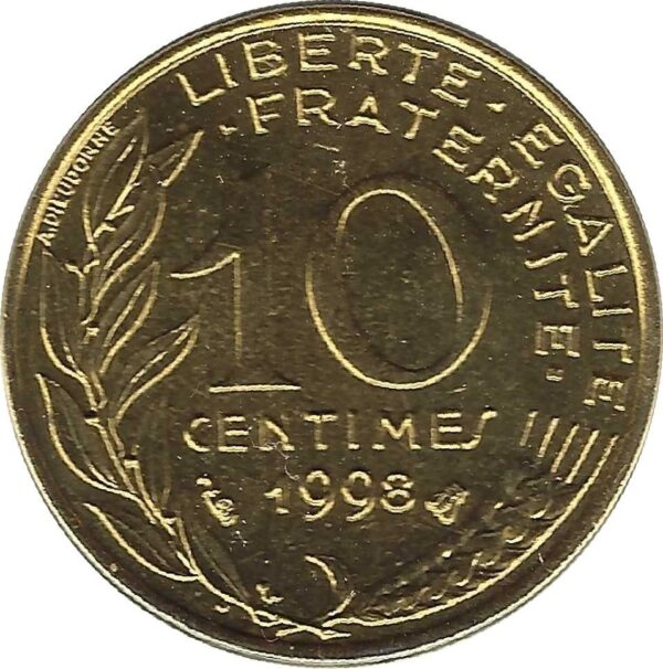 FRANCE 10 CENTIMES LAGRIFFOUL 1998 B.U.