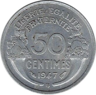 FRANCE 50 CENTIMES MORLON ALU 1947 B TTB+