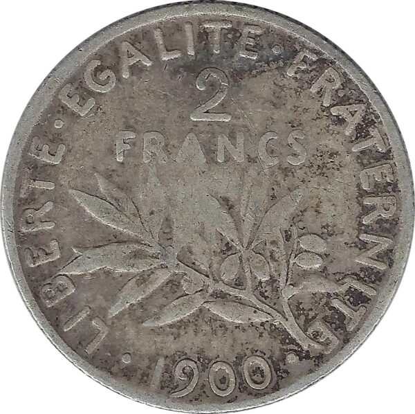 FRANCE 2 FRANCS SEMEUSE 1900 B+