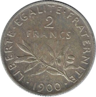 FRANCE 2 FRANCS SEMEUSE 1900 TTB