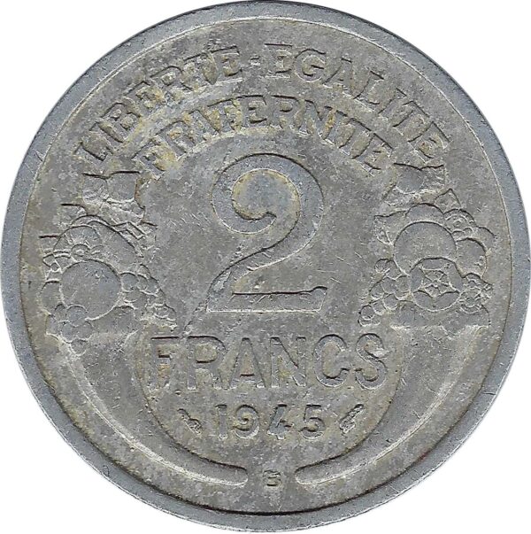 FRANCE 2 FRANCS MORLON ALU 1945 B TB+