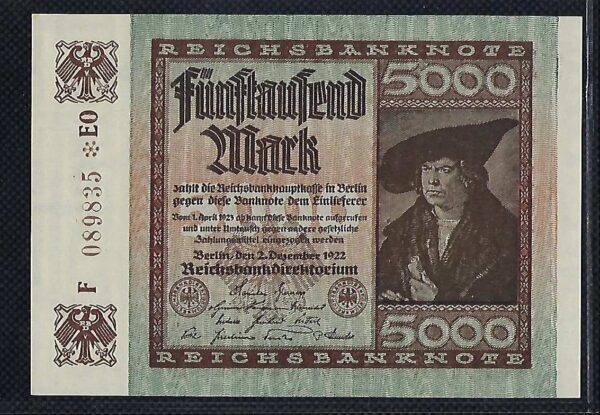 ALLEMAGNE 5000 MARK 02 12 1922 SERIE F 089835 EO SUP