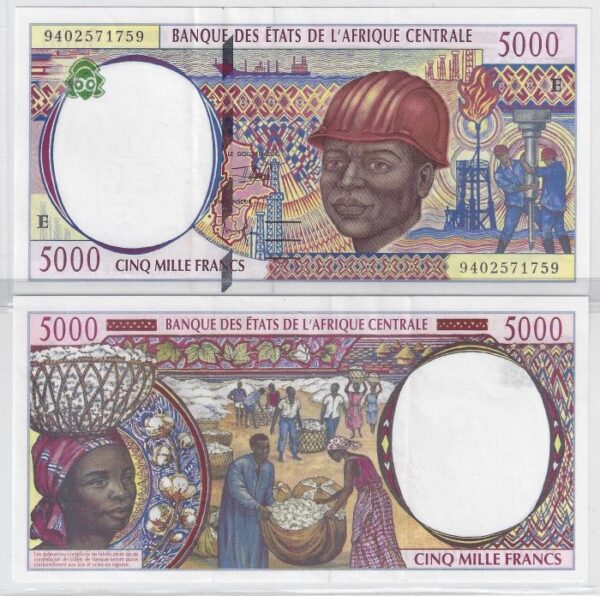 (BANQUE DES ETATS DE L'AFRIQUE CENTRALE) B.E.A.C - CAMEROUN W 204 Ea - 5000 francs 1994 SPL