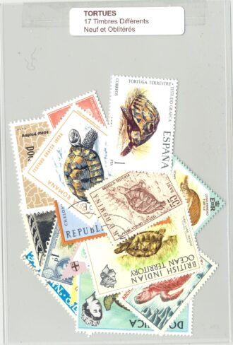 TORTUES 17 TIMBRES DIFFERENTS NEUF ET OBLITERES