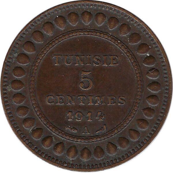 TUNISIE 5 CENTIMES 1914 A TTB