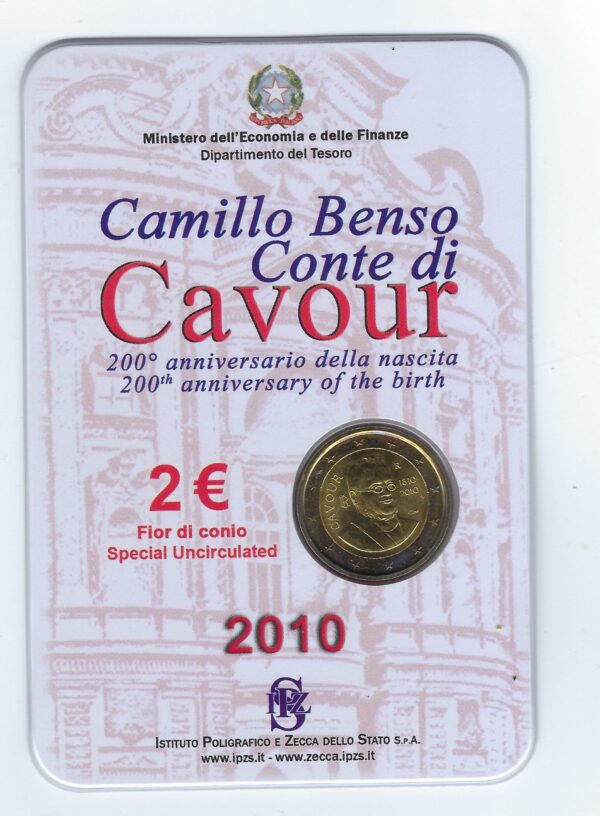 ITALIE 2010 2 EURO COMMEMORATIVE CAVOUR B.U