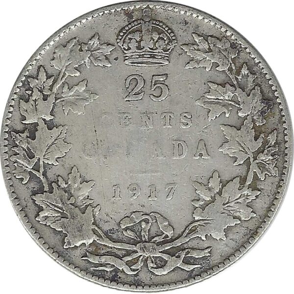CANADA 25 CENTS 1917 TB