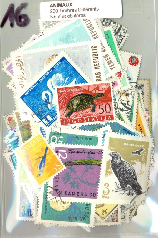 200 TIMBRES ANIMAUX DIFFERENTS NEUF ET OBLITERES *16