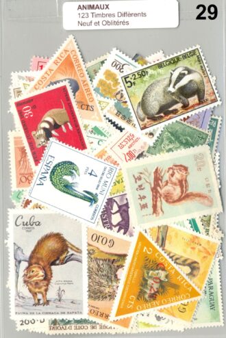 123 TIMBRES ANIMAUX DIFFERENTS NEUF ET OBLITERES *29
