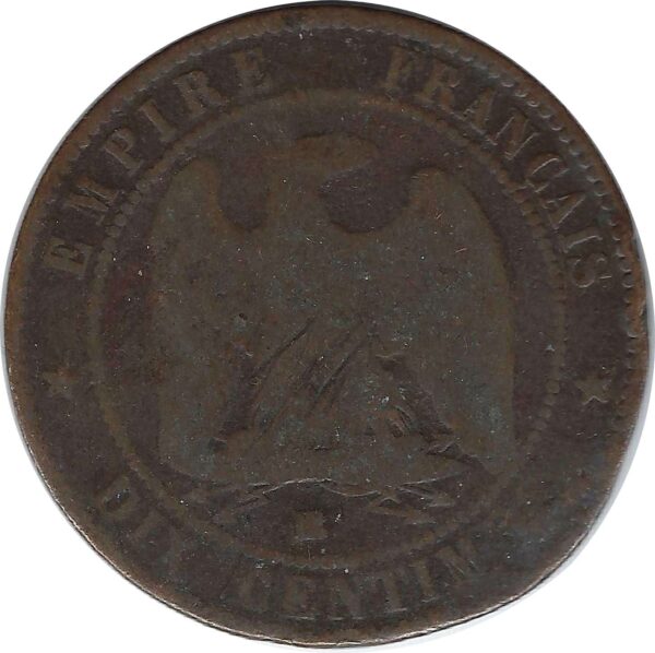 FRANCE 10 CENTIMES NAPOLEON III 1856 BB SATYRIQUE B+