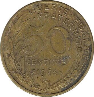 FRANCE 50 CENTIMES LAGRIFFOUL 1964 TTB
