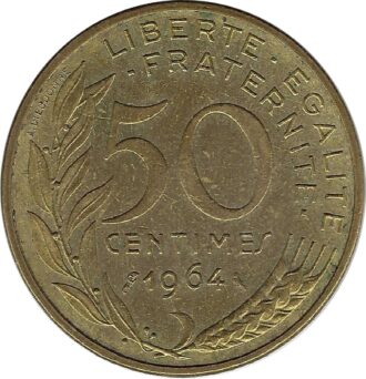 FRANCE 50 CENTIMES LAGRIFFOUL 1964 TTB+