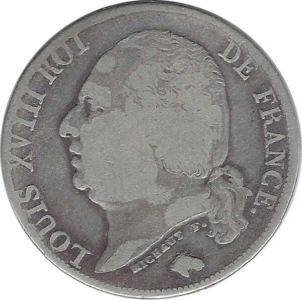FRANCE 1 FRANC LOUIS XVIII 1817 D (Lyon) B+