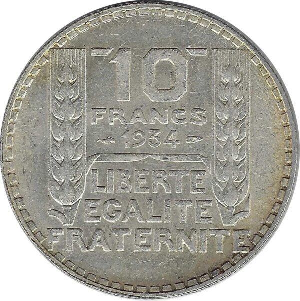 FRANCE 10 FRANCS TURIN 1934 TTB+