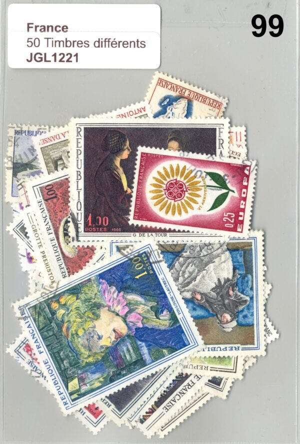50 TIMBRES FRANCE DIFFERENTS OBLITERES *99