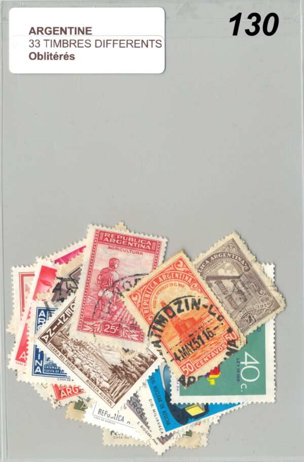 33 TIMBRES ARGENTINE DIFFERENTS OBLITERES *130