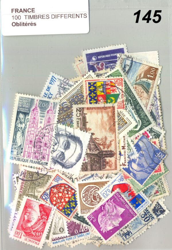 100 TIMBRES FRANCE DIFFERENTS OBLITERES *146