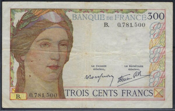 FRANCE 300 FRANCS - SERIE B - (06/10/1938) TB+