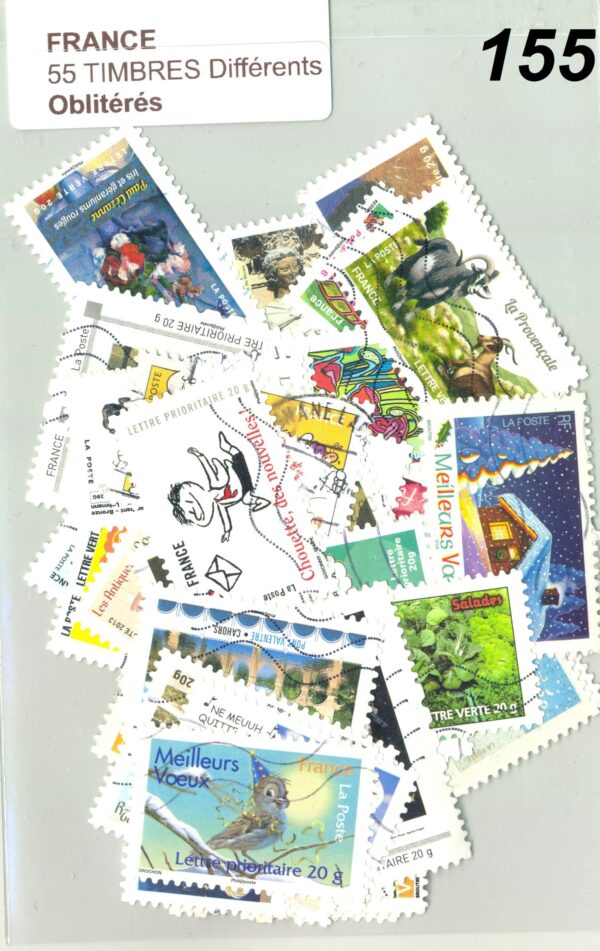 55 TIMBRES FRANCE DIFFERENTS OBLITERES *155