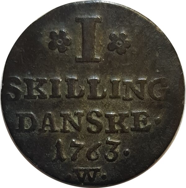 DANEMARK 1 SKILLING DANSKE 1763 W TB