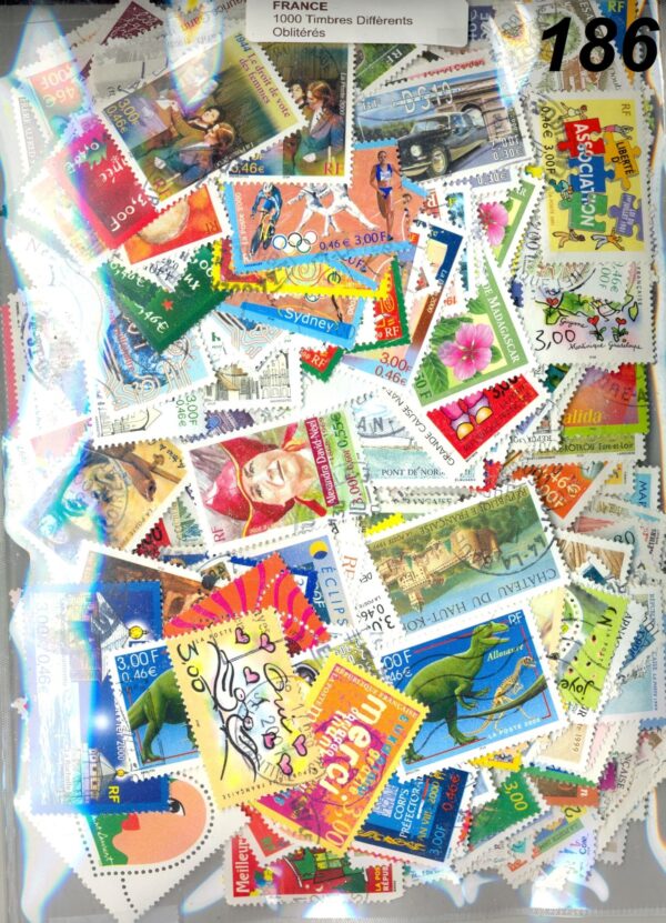 1000 TIMBRES FRANCE DIFFERENT OBLITERE *186
