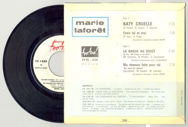 45 Tours MARIE LAFORET "KATY CRUELLE" / "LA BAGUE AU DOIGT"