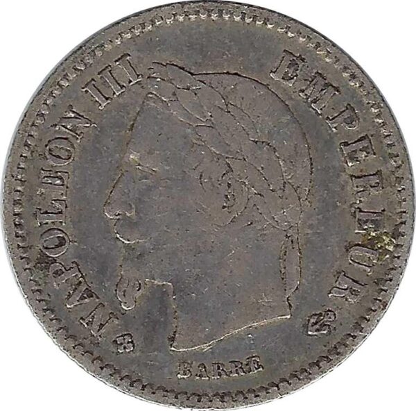 FRANCE 20 CENTIMES NAPOLEON III 1867 BB TB+ N2